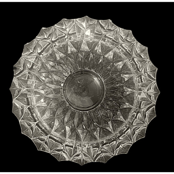 Vintage Cut Clear Glass Cigar Cigarette Ashtray 7 Inch Heavy MCM - Picture 6 of 6